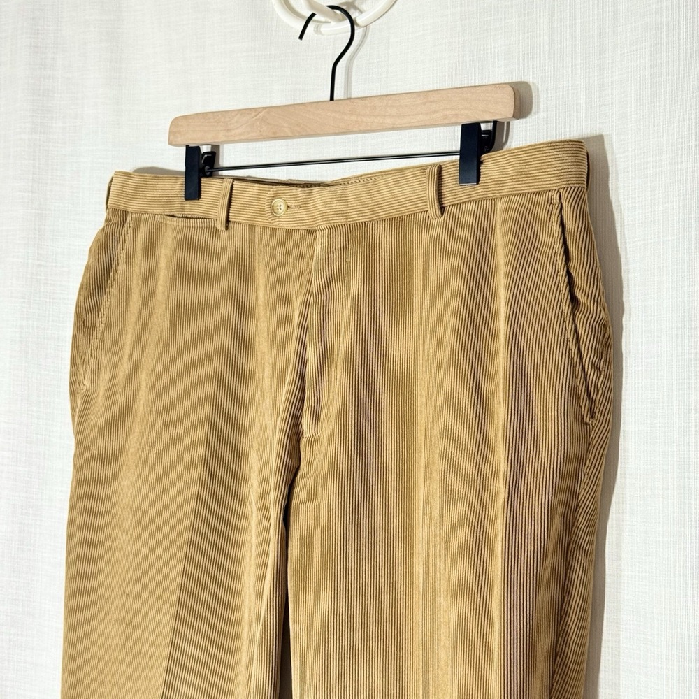 Peter Millar NanoLuxe Corduroy Pants Tan Camel Flat Front Straight 38x32 - Picture 2 of 7